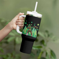 Lucky Sasquatch Soccer Player Tumbler With Handle Funny St Patricks Day Gift