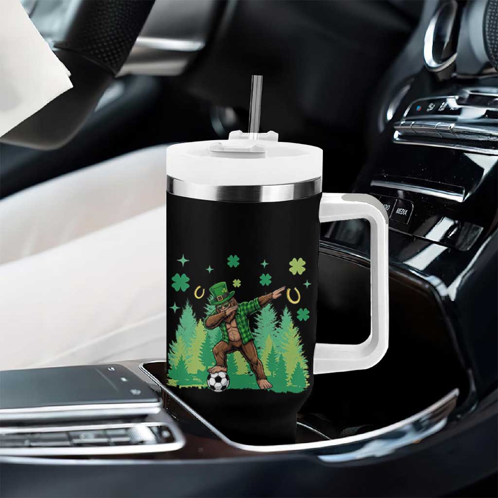 Lucky Sasquatch Soccer Player Tumbler With Handle Funny St Patricks Day Gift