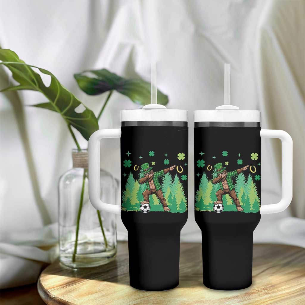 Lucky Sasquatch Soccer Player Tumbler With Handle Funny St Patricks Day Gift