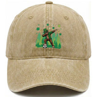 Lucky Sasquatch Soccer Player Washed Cotton Baseball Cap Funny St Patricks Day Gift