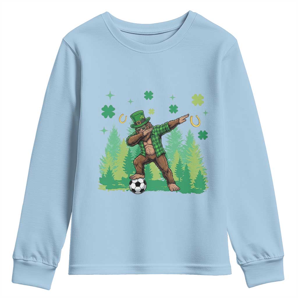 Lucky Sasquatch Soccer Player Youth Sweatshirt Funny St Patricks Day Gift