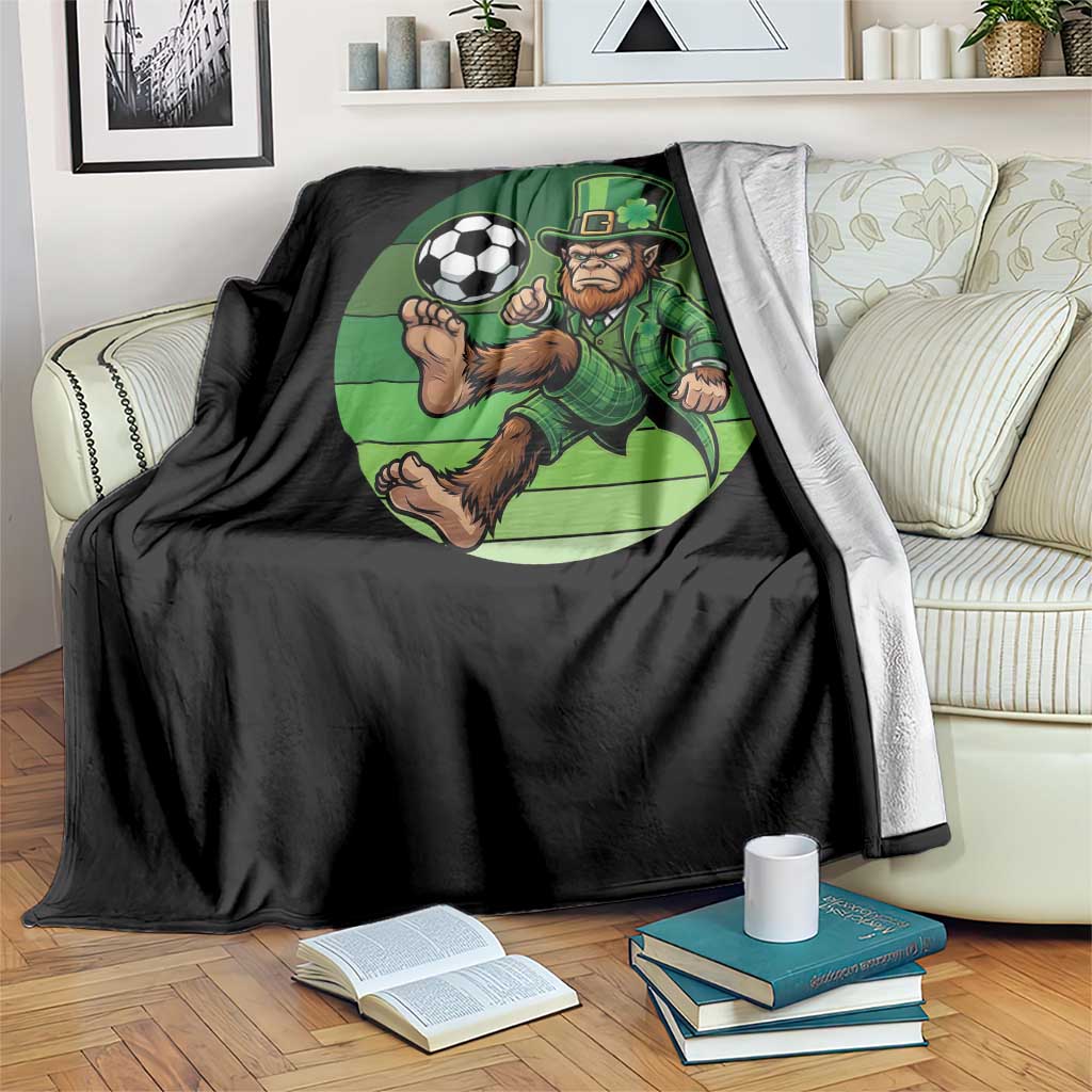 Funny Bigfoot Playing Soccer Throw Blanket St Patricks Day