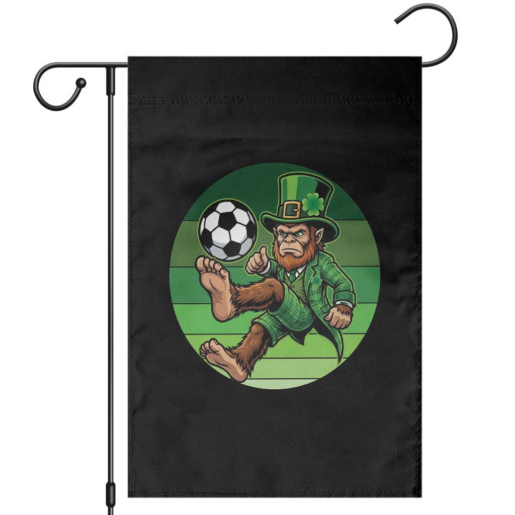 Funny Bigfoot Playing Soccer Garden Flag St Patricks Day