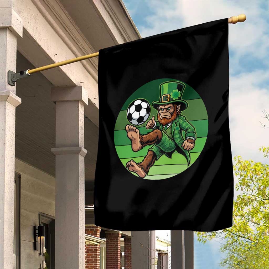 Funny Bigfoot Playing Soccer Garden Flag St Patricks Day