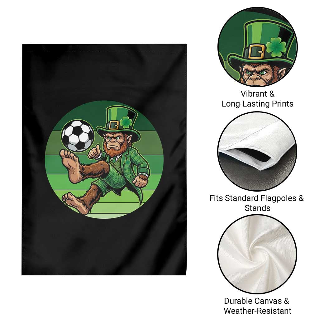 Funny Bigfoot Playing Soccer Garden Flag St Patricks Day
