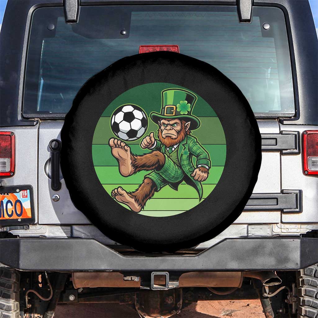 Funny Bigfoot Playing Soccer Spare Tire Cover St Patricks Day
