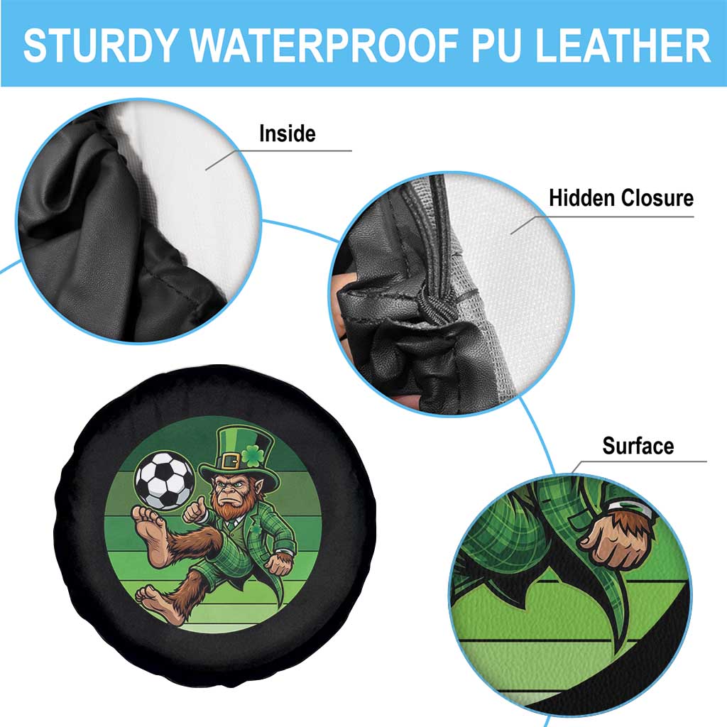 Funny Bigfoot Playing Soccer Spare Tire Cover St Patricks Day