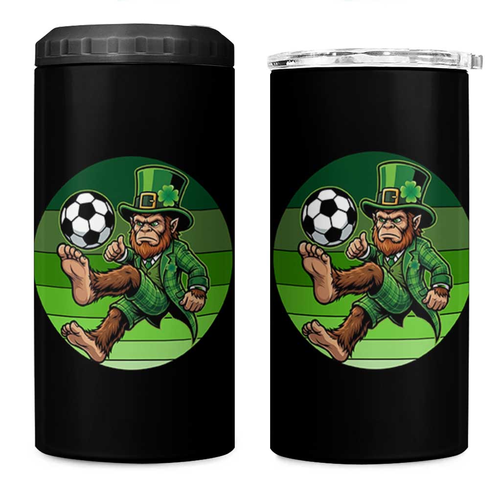 Funny Bigfoot Playing Soccer 4 in 1 Can Cooler Tumbler St Patricks Day