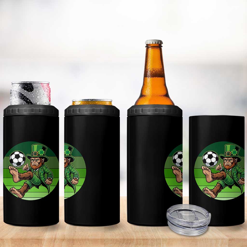Funny Bigfoot Playing Soccer 4 in 1 Can Cooler Tumbler St Patricks Day