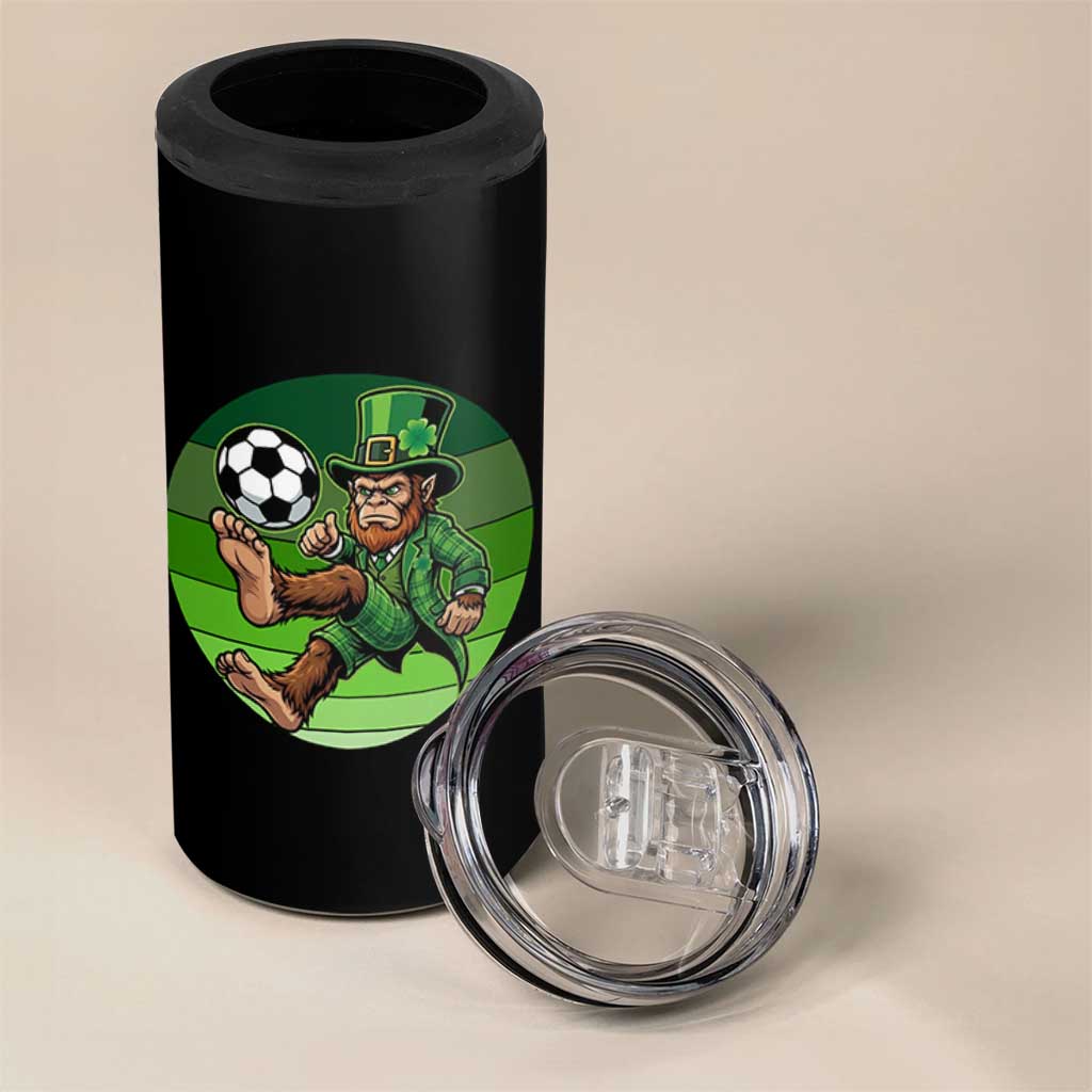 Funny Bigfoot Playing Soccer 4 in 1 Can Cooler Tumbler St Patricks Day