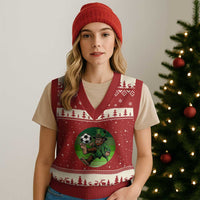 Funny Bigfoot Playing Soccer V-Neck Knit Sweater Vest St Patricks Day