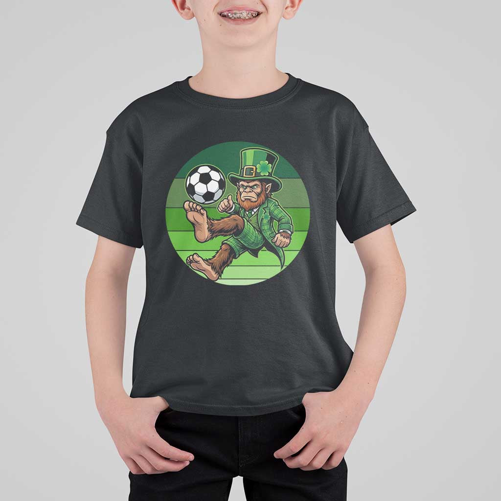 Funny Bigfoot Playing Soccer T Shirt For Kid St Patricks Day