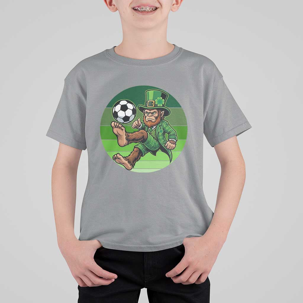 Funny Bigfoot Playing Soccer T Shirt For Kid St Patricks Day