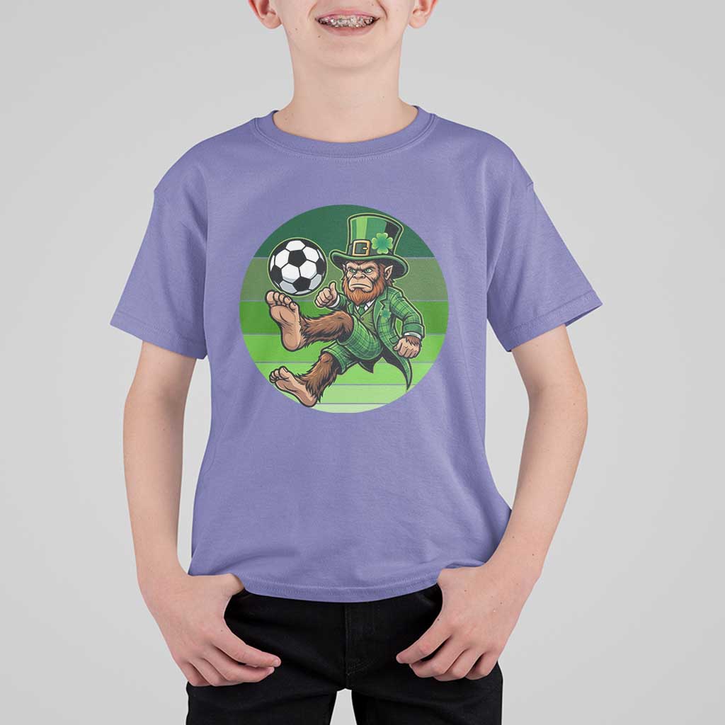 Funny Bigfoot Playing Soccer T Shirt For Kid St Patricks Day