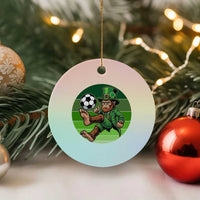 Funny Bigfoot Playing Soccer Ceramic Ornament St Patricks Day