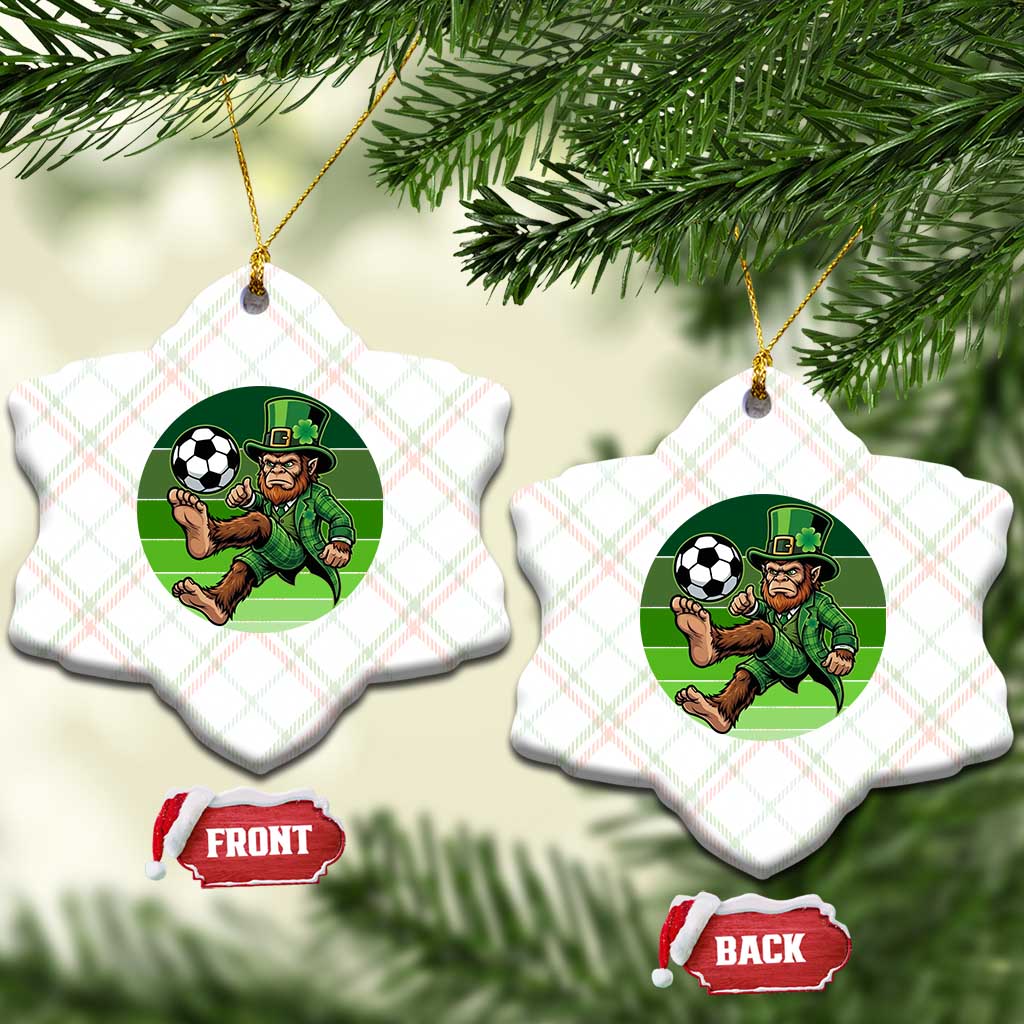 Funny Bigfoot Playing Soccer Ceramic Ornament St Patricks Day