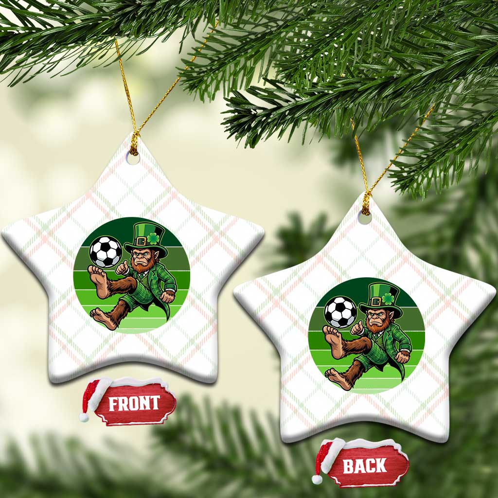 Funny Bigfoot Playing Soccer Ceramic Ornament St Patricks Day