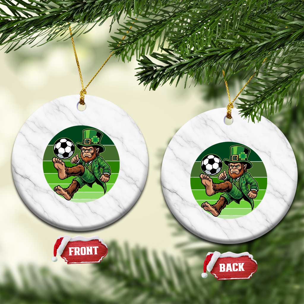 Funny Bigfoot Playing Soccer Ceramic Ornament St Patricks Day