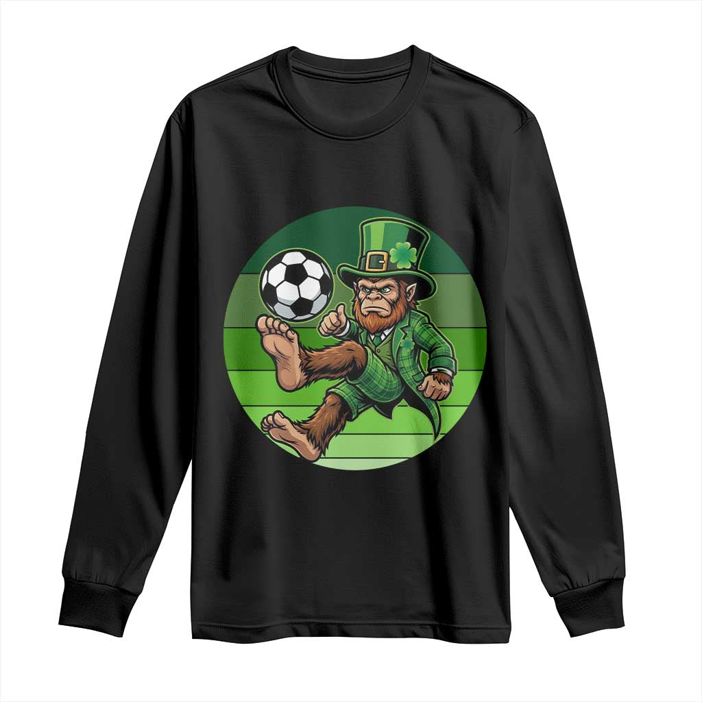 Funny Bigfoot Playing Soccer Long Sleeve Shirt St Patricks Day