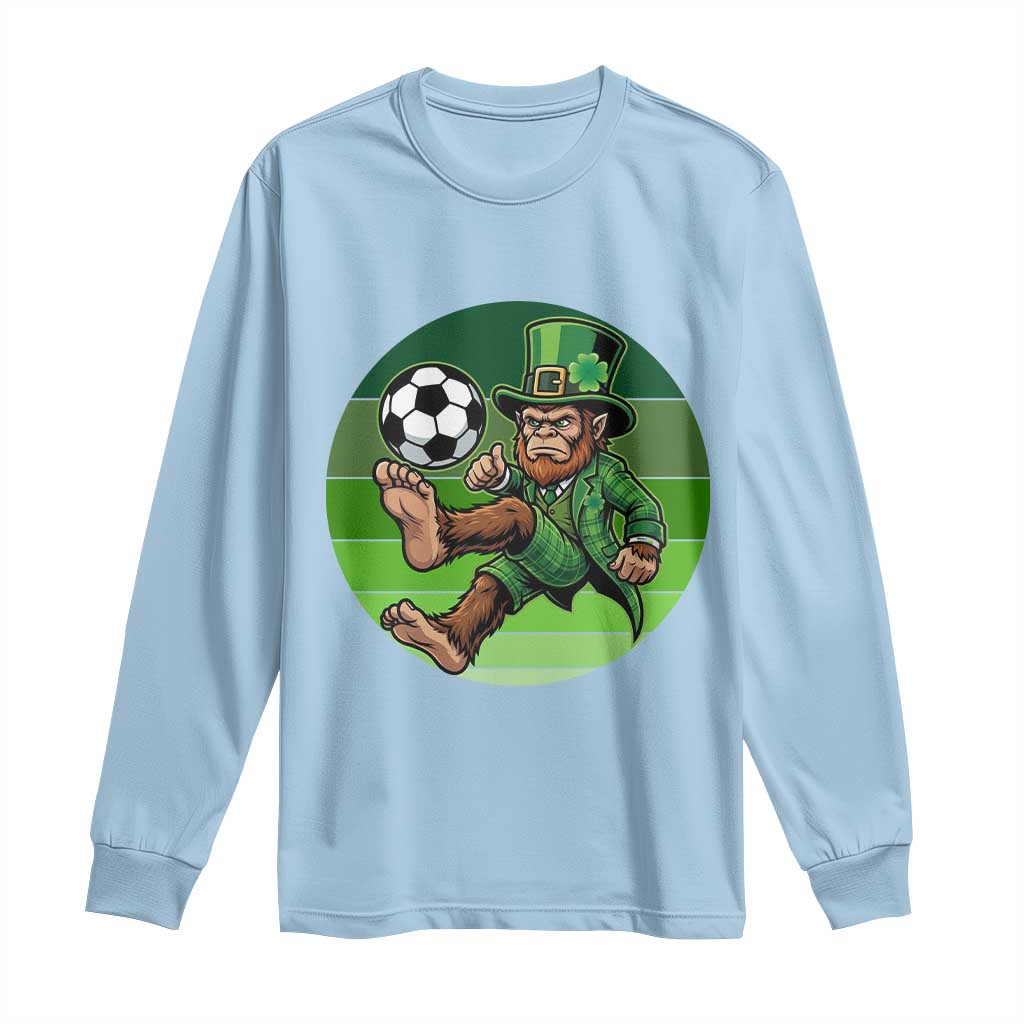 Funny Bigfoot Playing Soccer Long Sleeve Shirt St Patricks Day