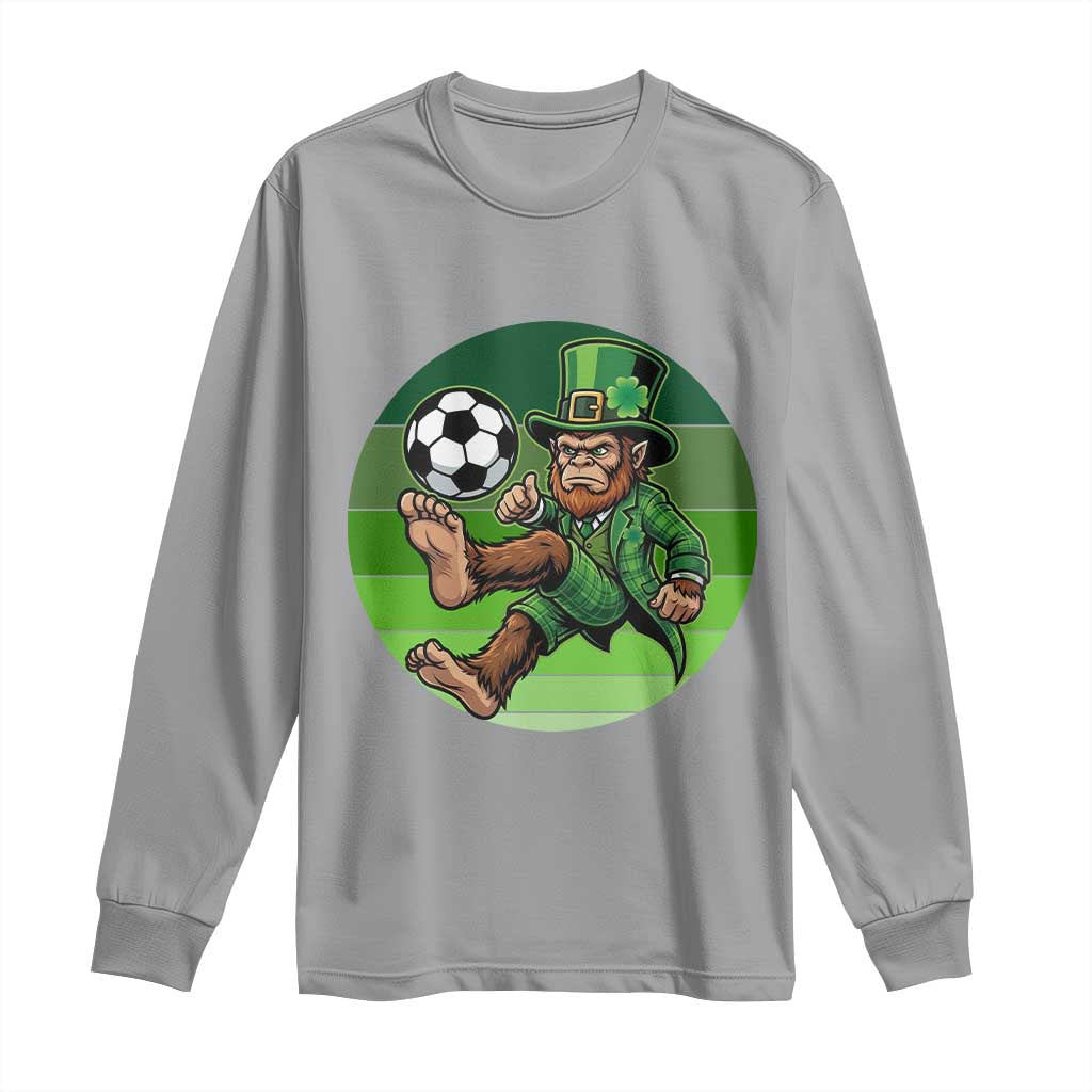Funny Bigfoot Playing Soccer Long Sleeve Shirt St Patricks Day
