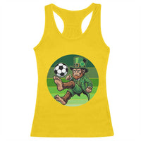 Funny Bigfoot Playing Soccer Racerback Tank Top St Patricks Day