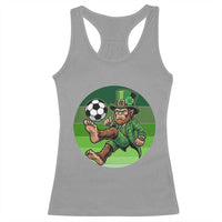 Funny Bigfoot Playing Soccer Racerback Tank Top St Patricks Day