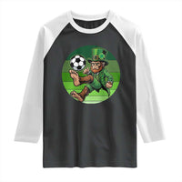 Funny Bigfoot Playing Soccer Raglan Shirt St Patricks Day