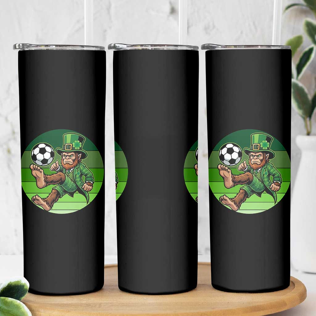 Funny Bigfoot Playing Soccer Skinny Tumbler St Patricks Day