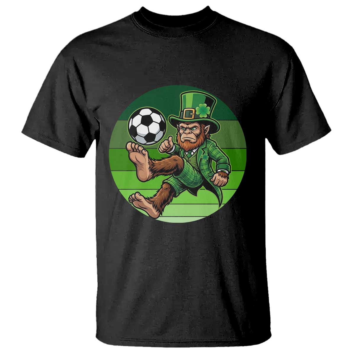 Funny Bigfoot Playing Soccer T Shirt St Patricks Day