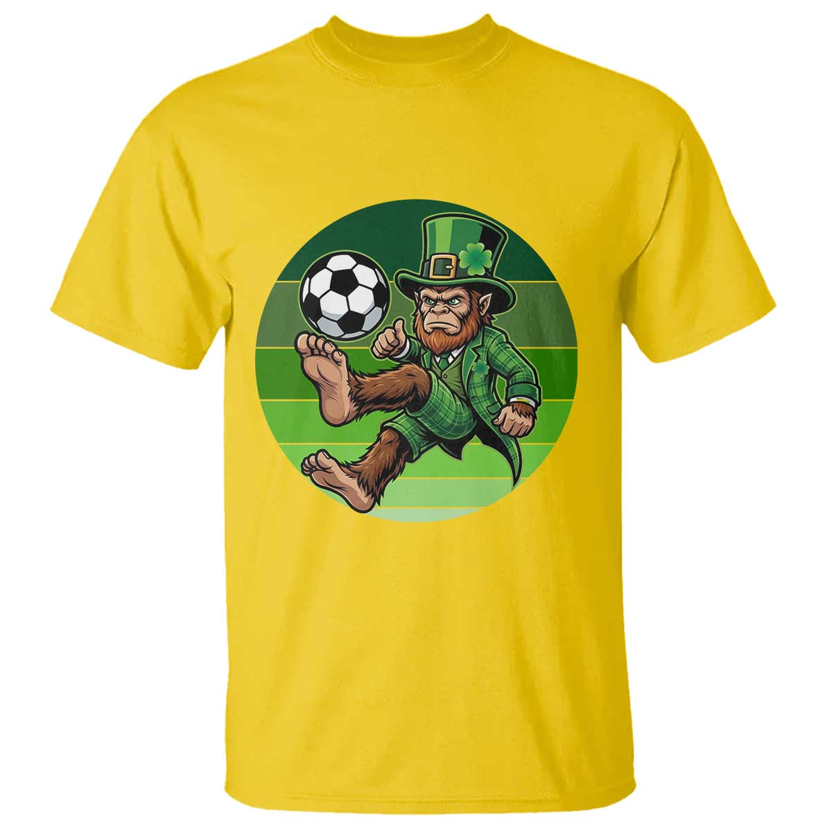 Funny Bigfoot Playing Soccer T Shirt St Patricks Day