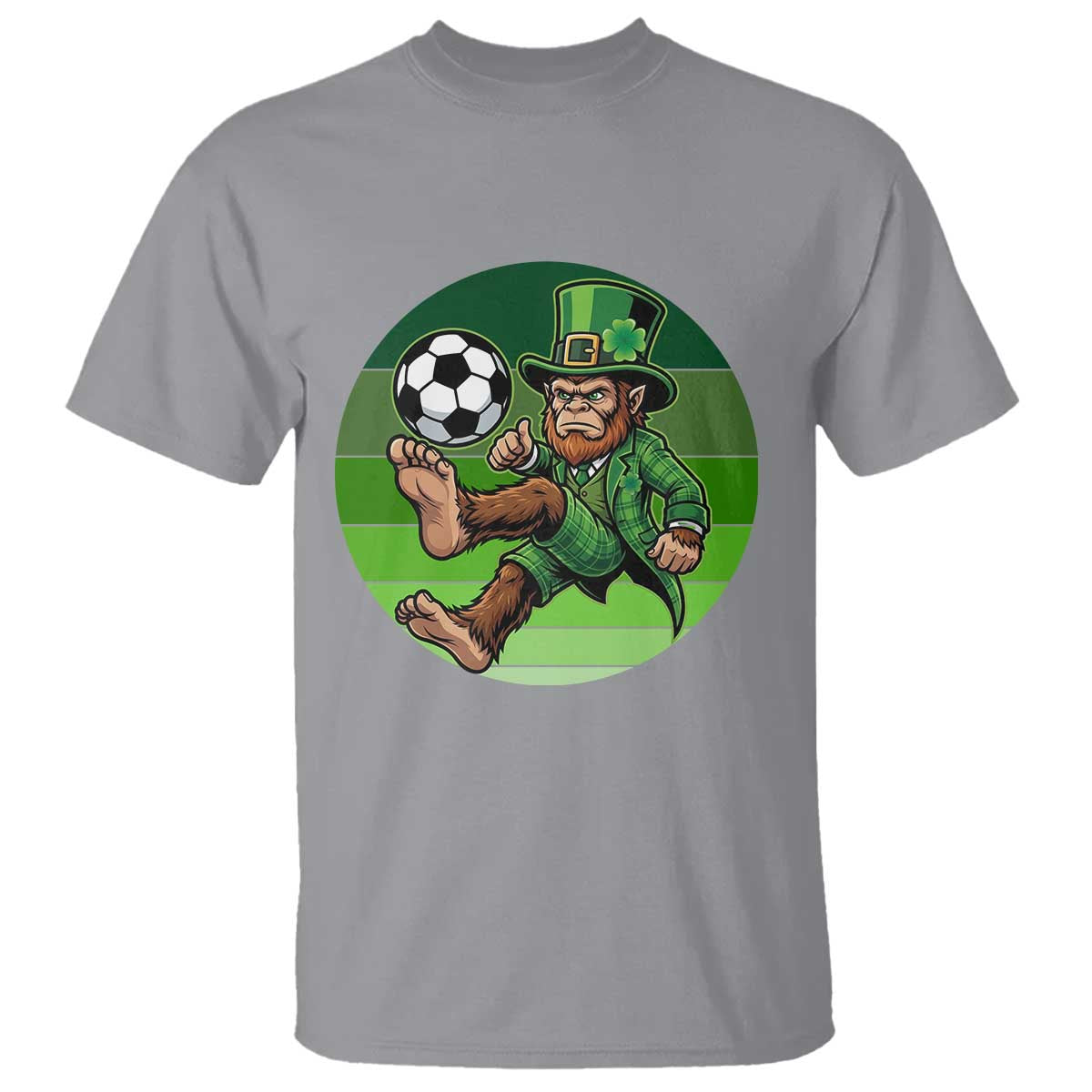 Funny Bigfoot Playing Soccer T Shirt St Patricks Day