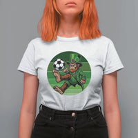 Funny Bigfoot Playing Soccer T Shirt For Women St Patricks Day