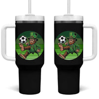 Funny Bigfoot Playing Soccer Tumbler With Handle St Patricks Day