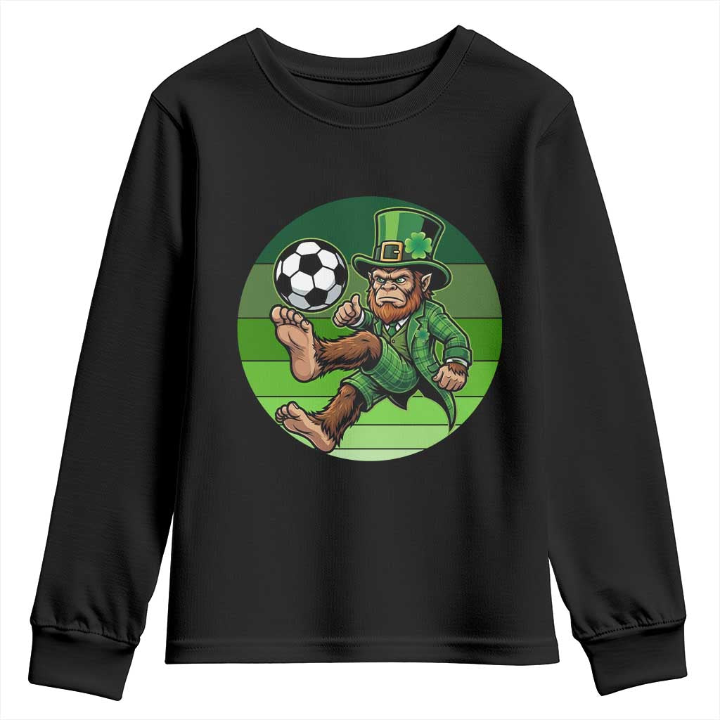 Funny Bigfoot Playing Soccer Youth Sweatshirt St Patricks Day