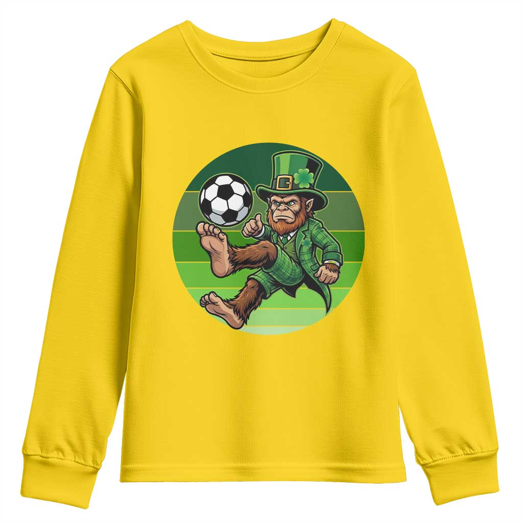 Funny Bigfoot Playing Soccer Youth Sweatshirt St Patricks Day