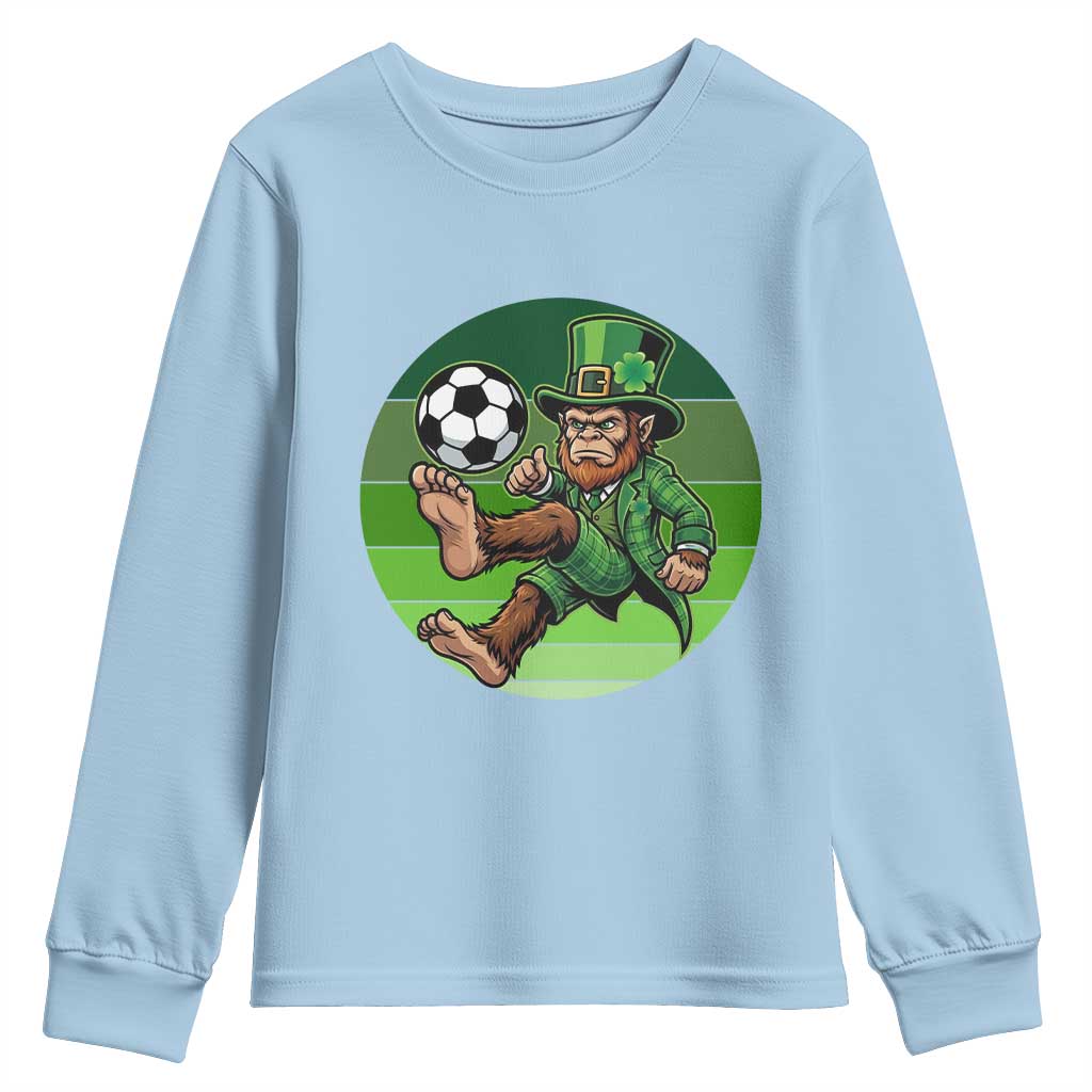 Funny Bigfoot Playing Soccer Youth Sweatshirt St Patricks Day