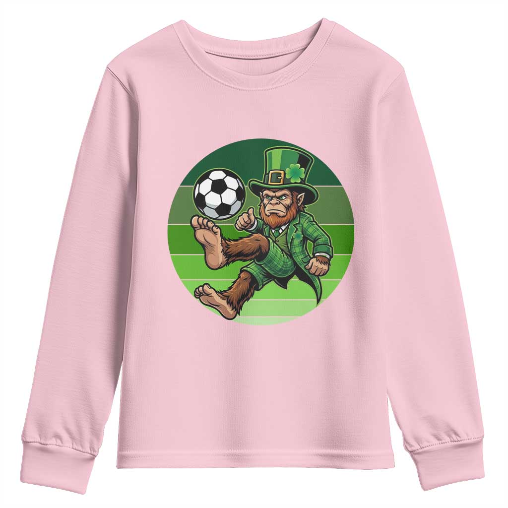 Funny Bigfoot Playing Soccer Youth Sweatshirt St Patricks Day