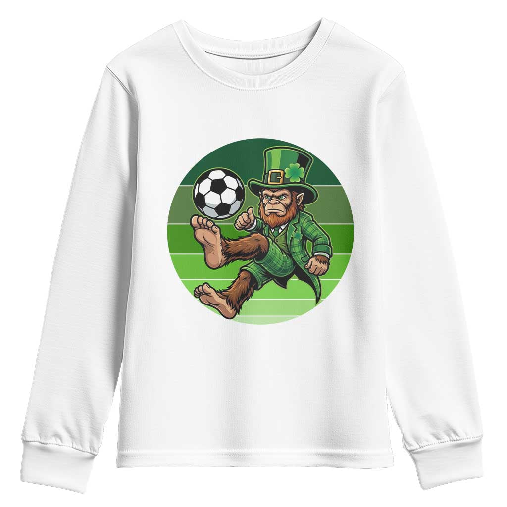 Funny Bigfoot Playing Soccer Youth Sweatshirt St Patricks Day
