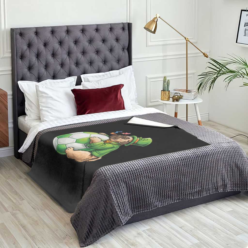 Lucky Pug Soccer Lover Throw Blanket St Paddys Day Irish Football Gift