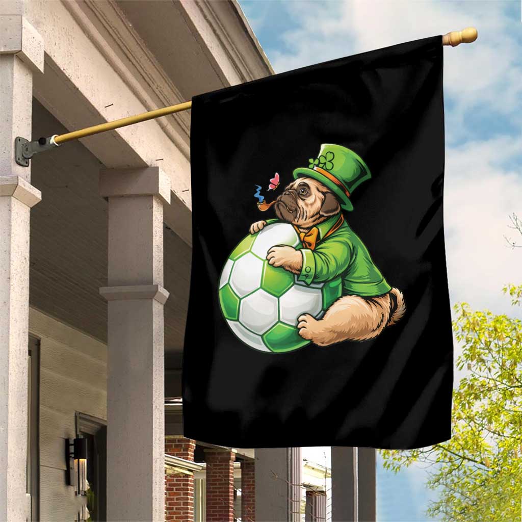 Lucky Pug Soccer Lover Garden Flag St Paddys Day Irish Football Gift