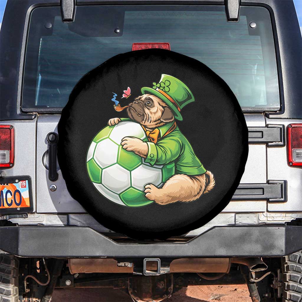 Lucky Pug Soccer Lover Spare Tire Cover St Paddys Day Irish Football Gift