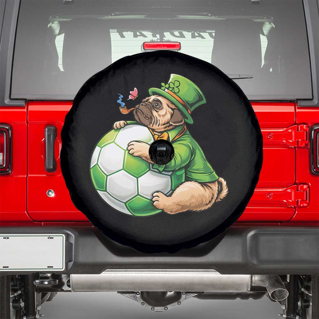 Lucky Pug Soccer Lover Spare Tire Cover St Paddys Day Irish Football Gift