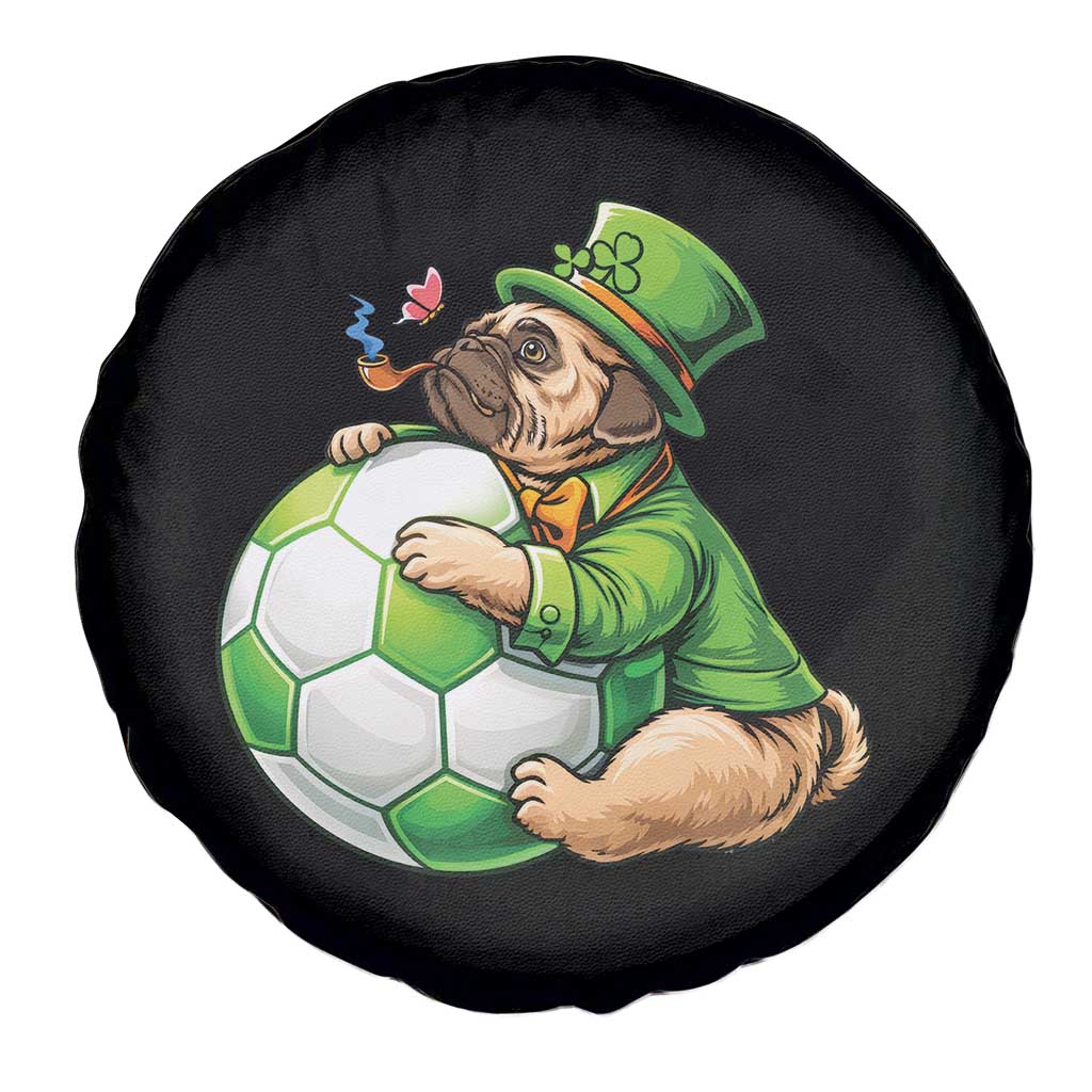 Lucky Pug Soccer Lover Spare Tire Cover St Paddys Day Irish Football Gift