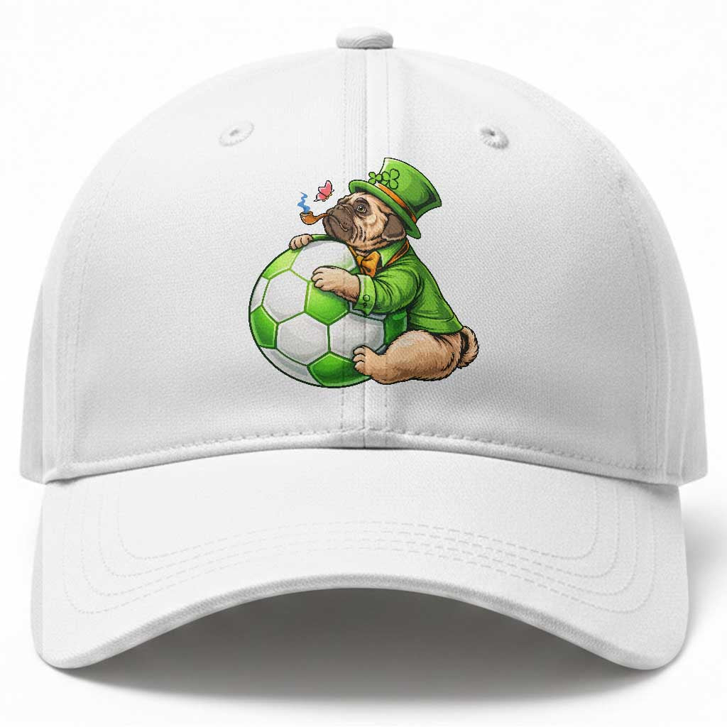 Lucky Pug Soccer Lover Baseball Cap St Paddys Day Irish Football Gift