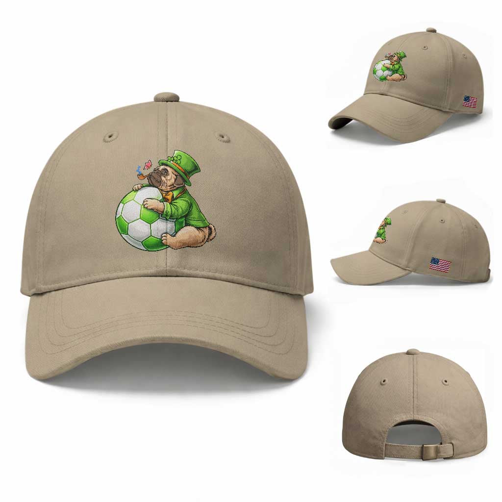 Lucky Pug Soccer Lover Baseball Cap St Paddys Day Irish Football Gift