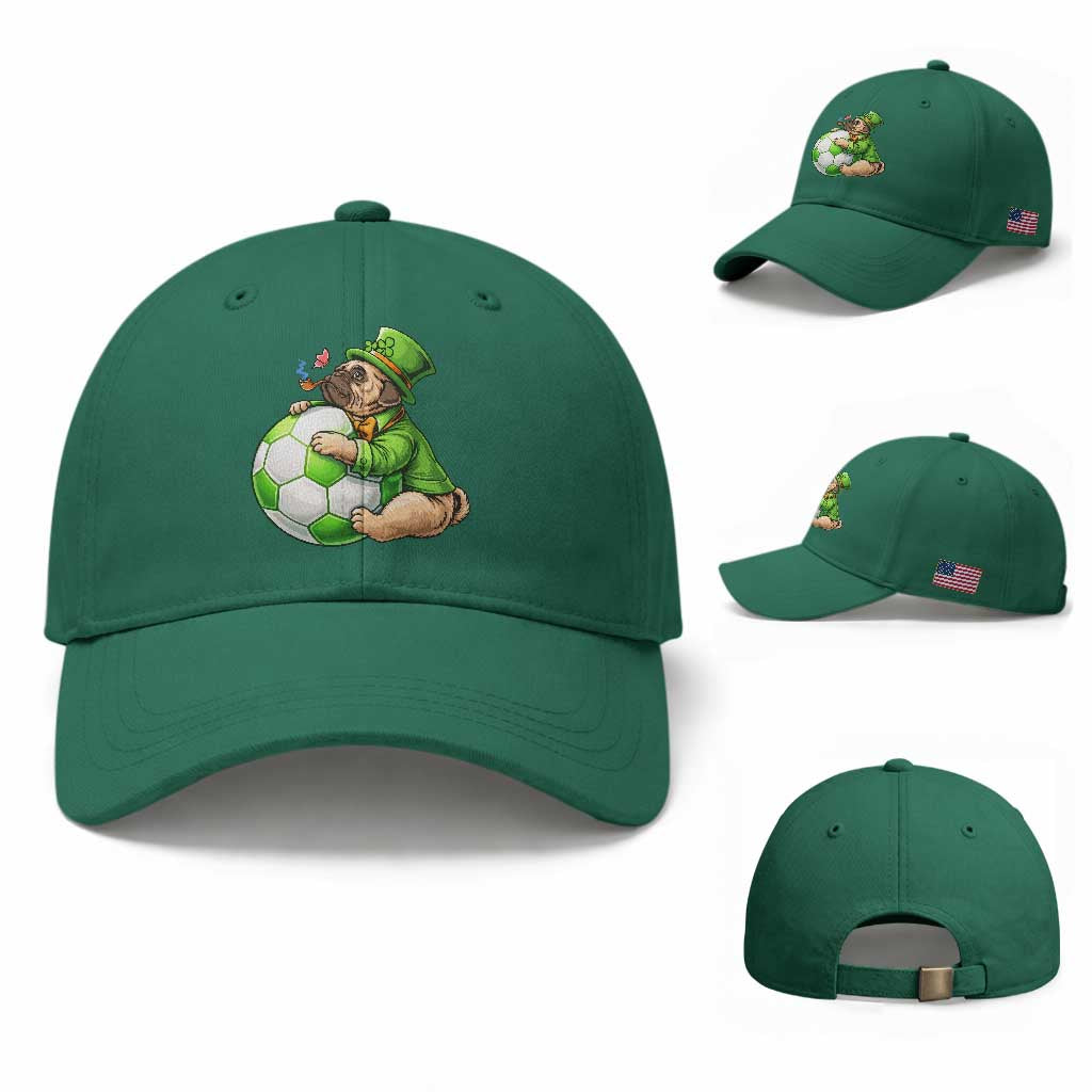 Lucky Pug Soccer Lover Baseball Cap St Paddys Day Irish Football Gift