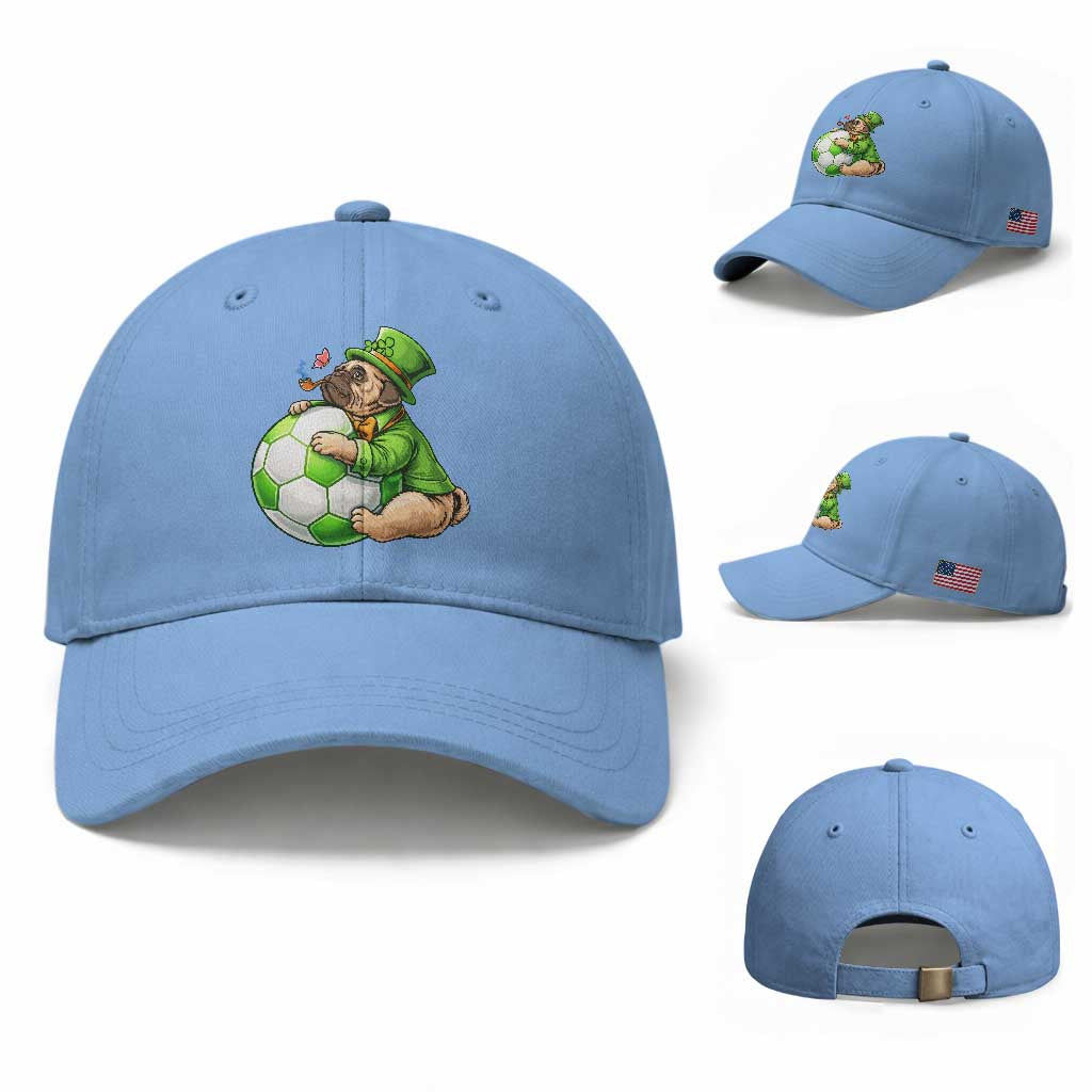 Lucky Pug Soccer Lover Baseball Cap St Paddys Day Irish Football Gift
