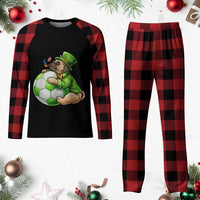 Lucky Pug Soccer Lover Plaid Pajama Set St Paddys Day Irish Football Gift