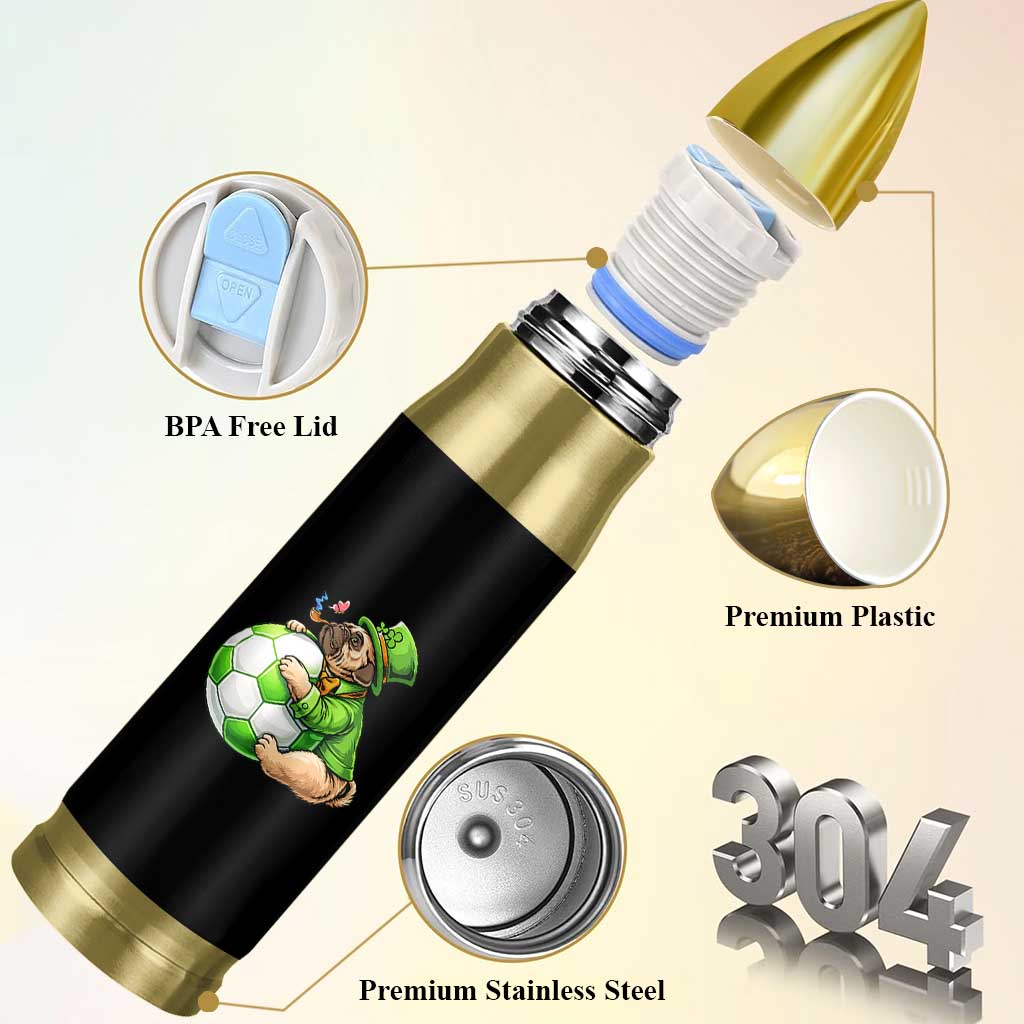 Lucky Pug Soccer Lover Bullet Tumbler St Paddys Day Irish Football Gift